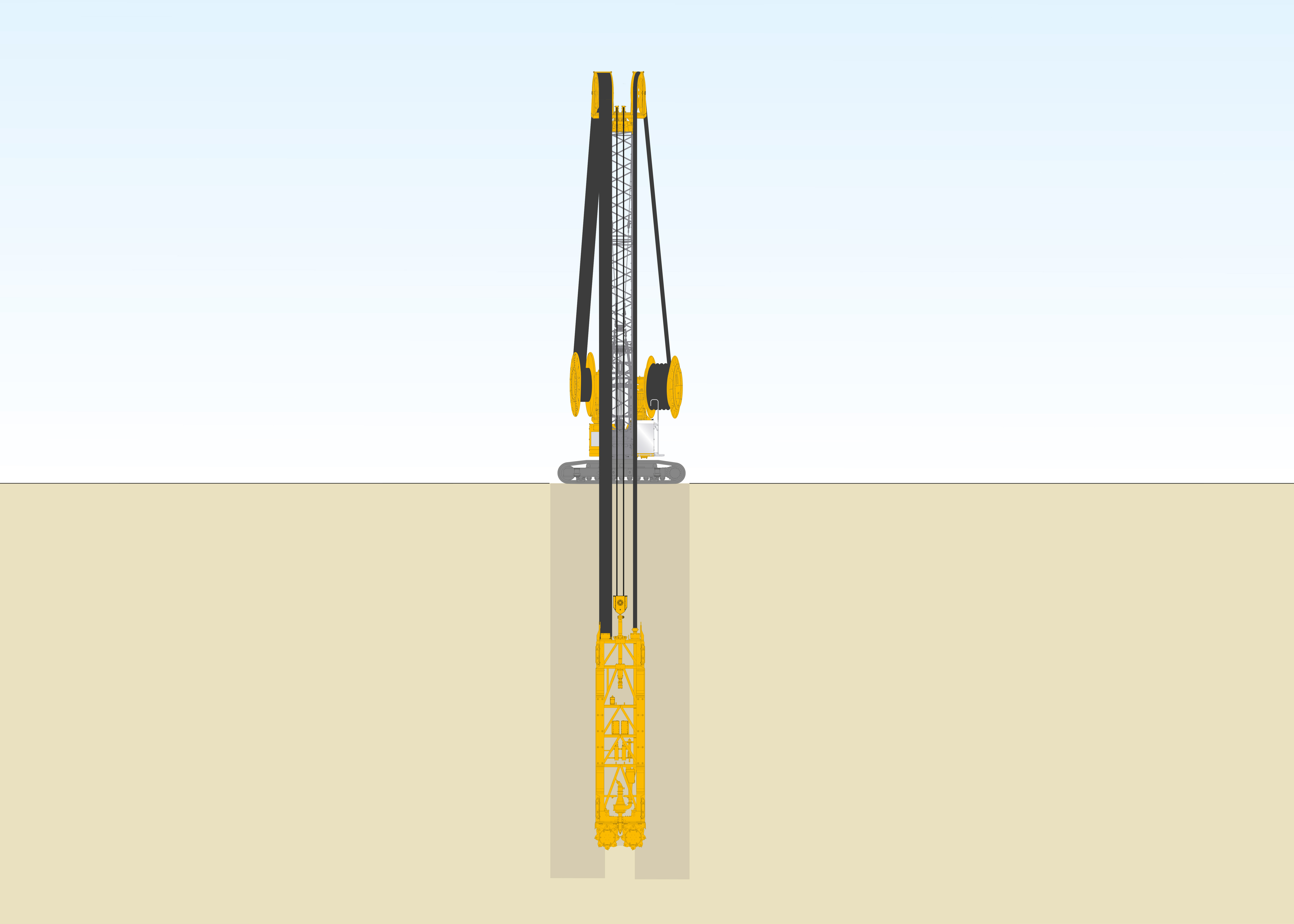Method sketch of diaphragm wall cutter excavated from Bauer Spezialtiefbau