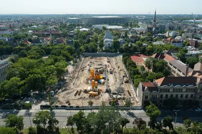 Construction pit shoring works for the Dürer Park in Budapest, Hungary